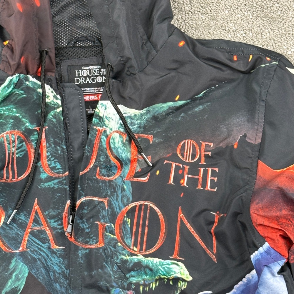 Members Only Windbreaker Mens Large Black House of the Dragon Jacket Gorpcore